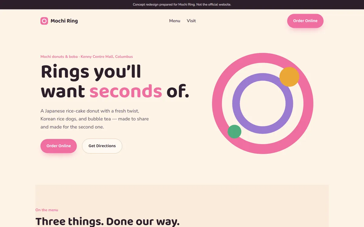Mochi Ring redesign on a laptop