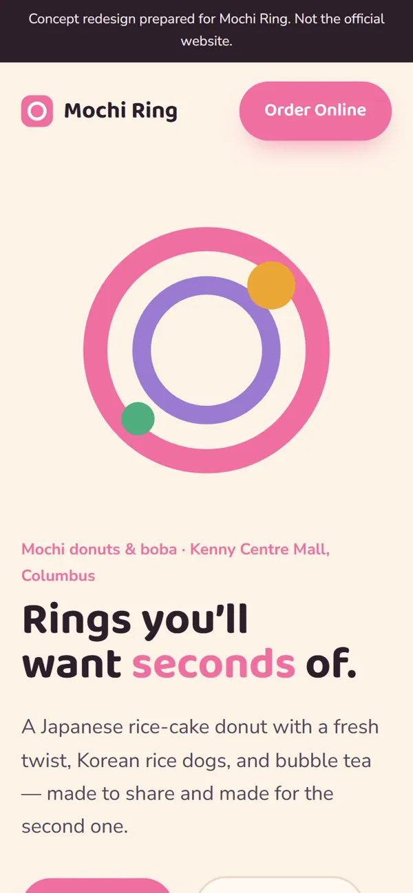 Mochi Ring redesign on a phone