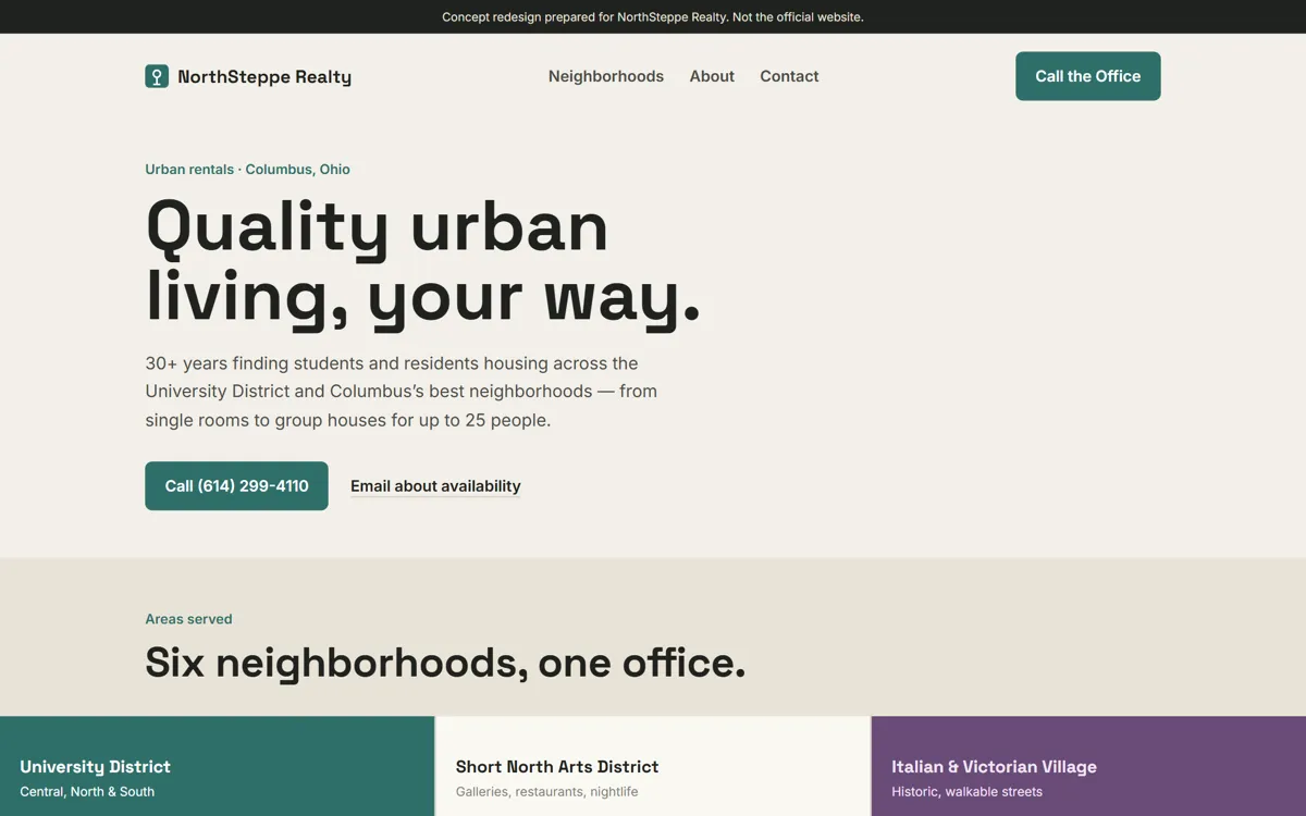 NorthSteppe Realty redesign on a laptop
